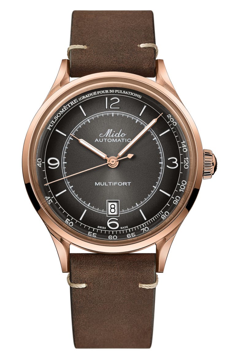 Baroncelli Automatic Bracelet Watch, 29mm, Main, color, BROWN/ BLACK/ ROSE GOLD
