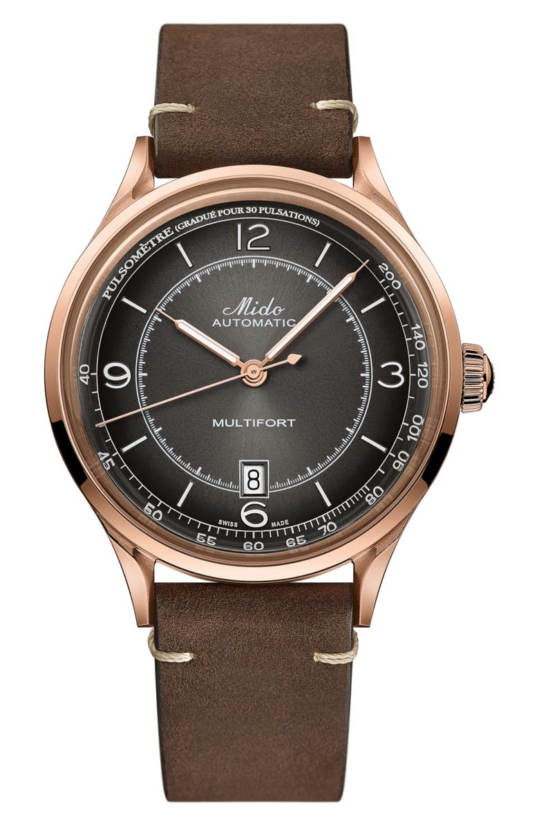 MIDO Baroncelli Automatic Bracelet Watch, 29mm, Main, color, Brown/ Black/ Rose Gold