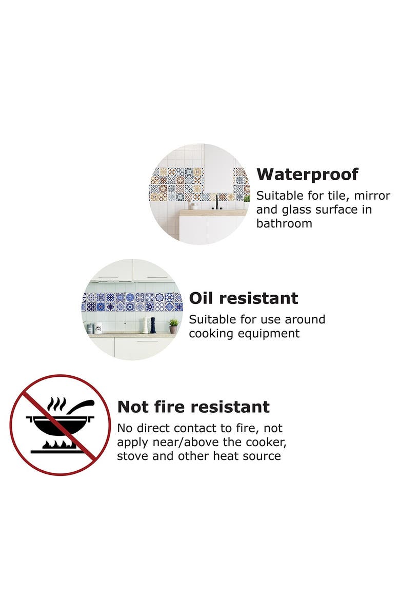 WALPLUS Blue Vintage Azulejo Wall Sticker Decal, Alternate, color, 