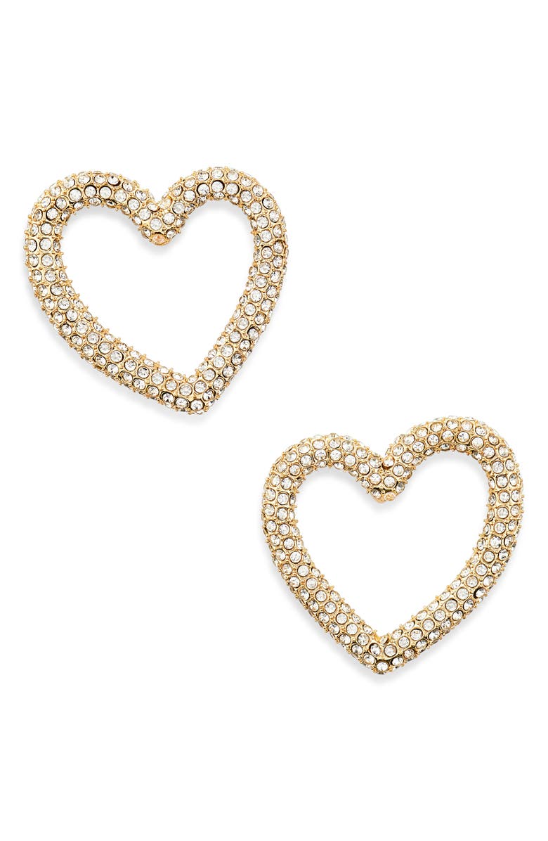 BaubleBar Amanda Heart Outline Stud Earrings, Main, color, Clear
