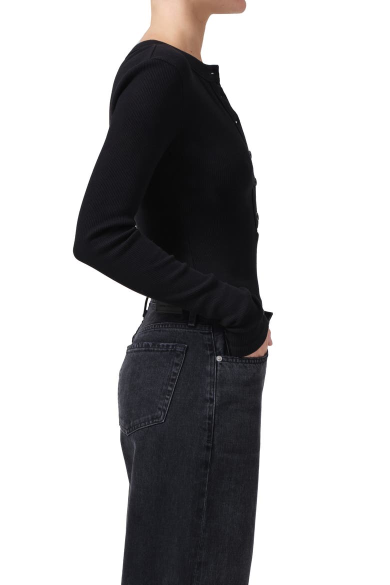 Varra Rib Henley, Alternate, color, BLACK