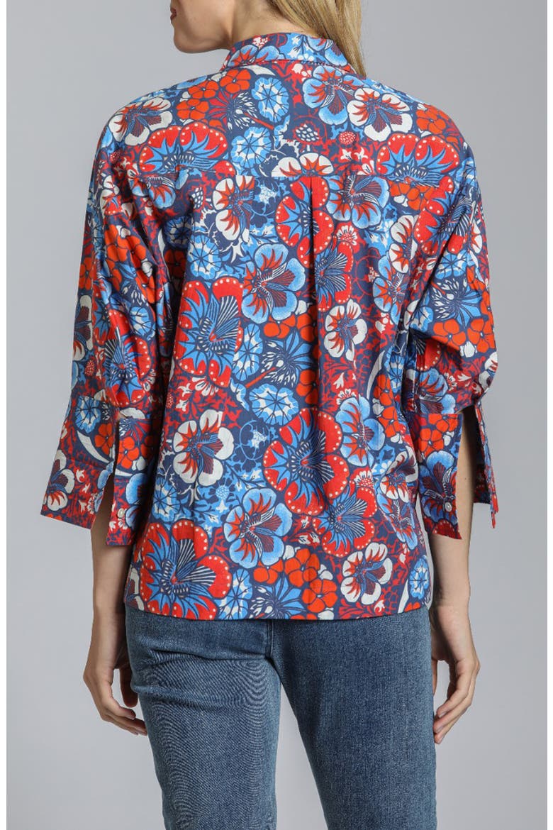 Boxy Cotton Shirt, Alternate, color, BLUE MULTI