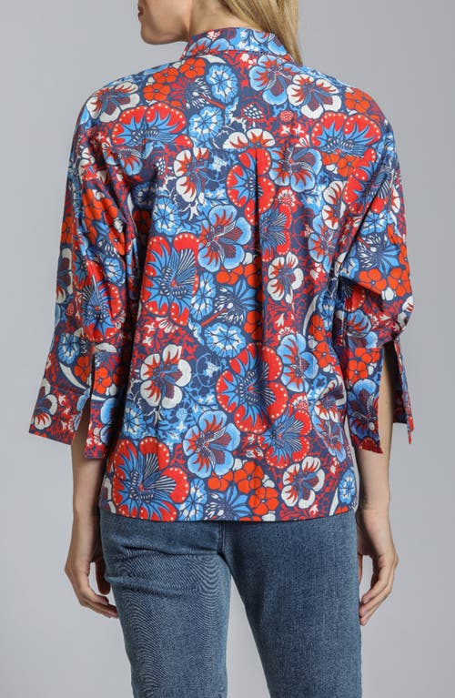Apny Boxy Cotton Shirt In Blue Multi