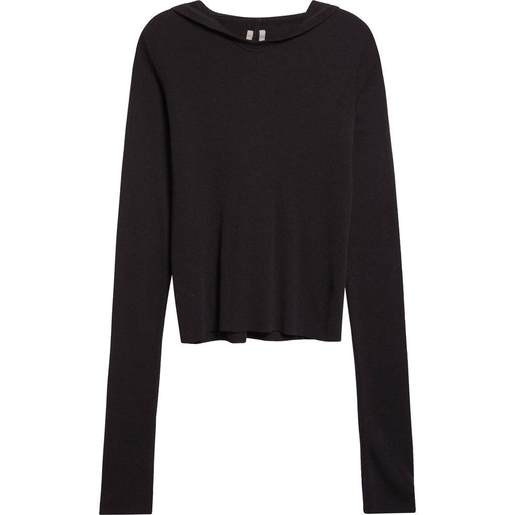 Rick Owens Rib Crop Hoodie In Black