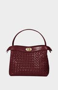 Mi Bolsa London Florence Genuine Woven Nappa Leather Top Handle Bag