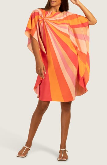 Shop Trina Turk Global Burst Print Silk Dress In Slushie Multi