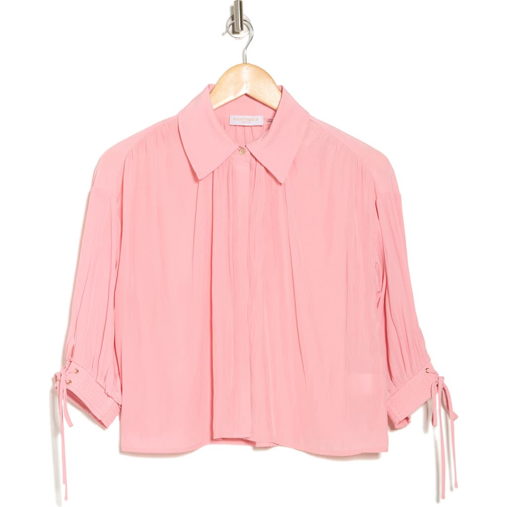 RAMY BROOK RAMY BROOK AMAIA TIE CUFF CROP BUTTON-UP TOP