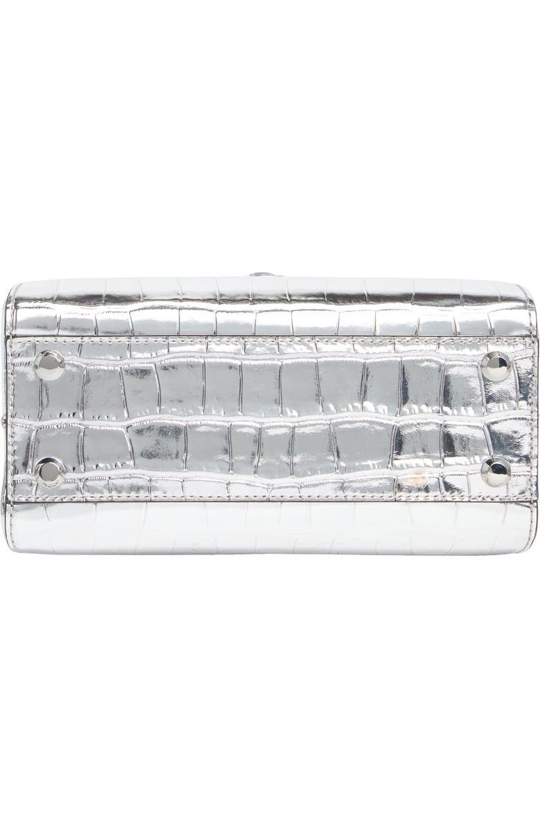 Veronica Beard Crest Lock Croc Embossed Leather Top Handle Bag, Alternate, color,