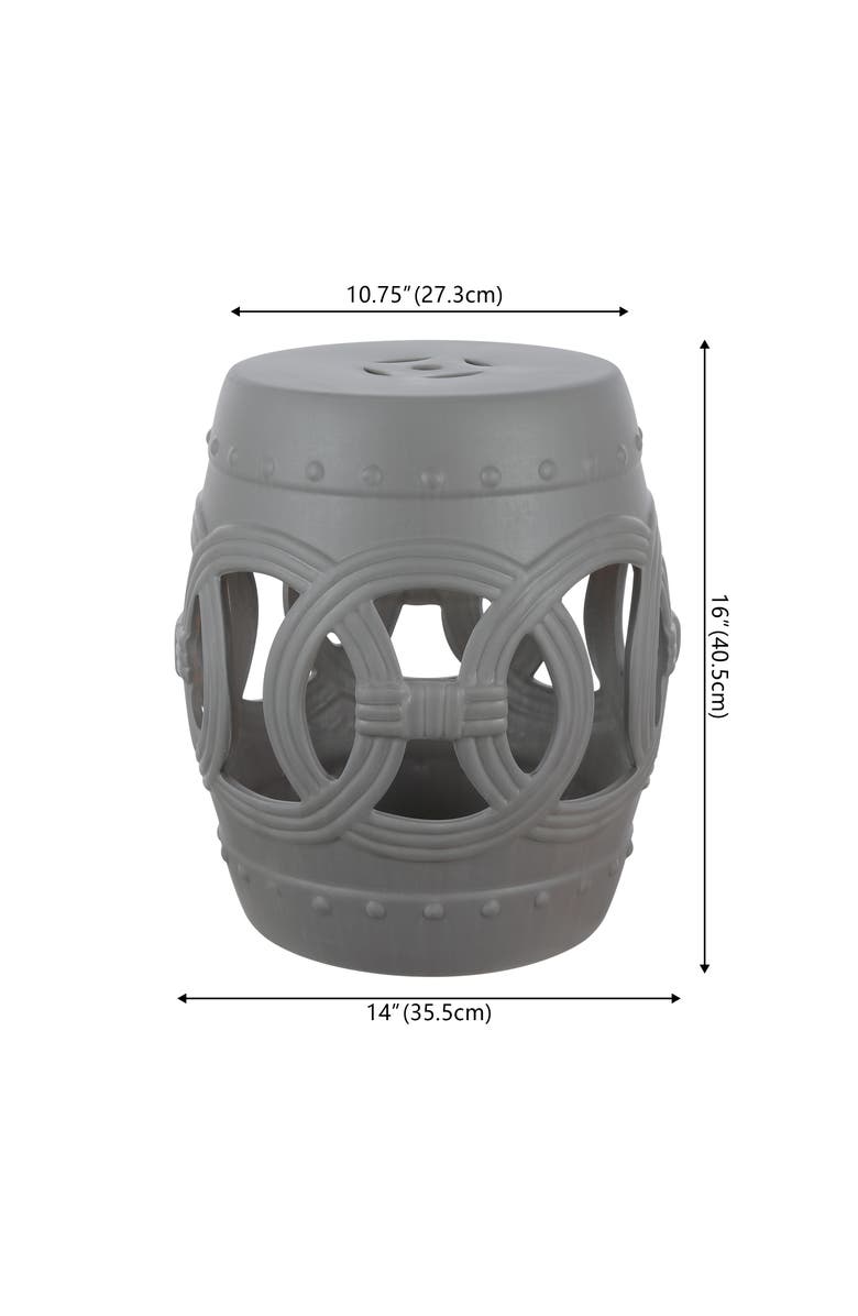 JONATHAN Y Lucky Coins 16" Chinese Ceramic Drum Garden Stool, Alternate, color, Matte Gray