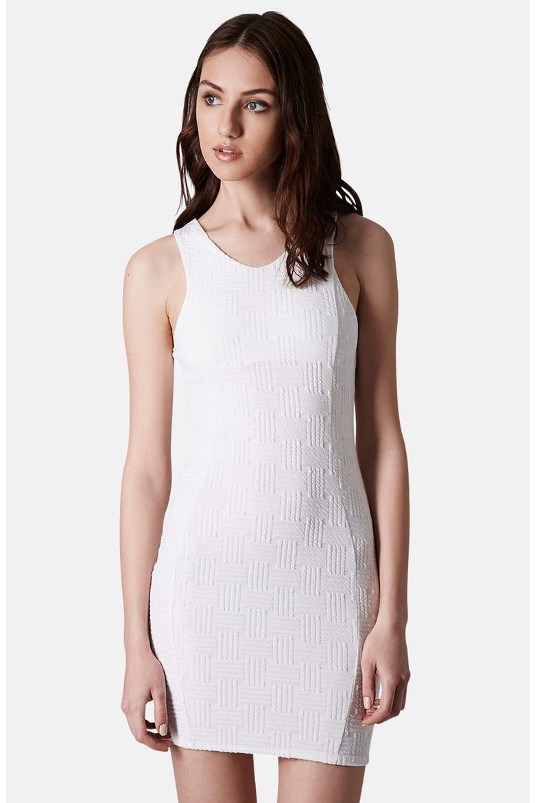 Jacquard Body-Con Dress, Main, color, WHITE