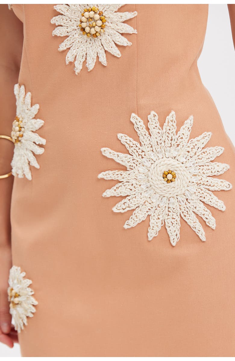 PatBO Tropic Linen One Shoulder Mini Dress, Alternate, color, Brown