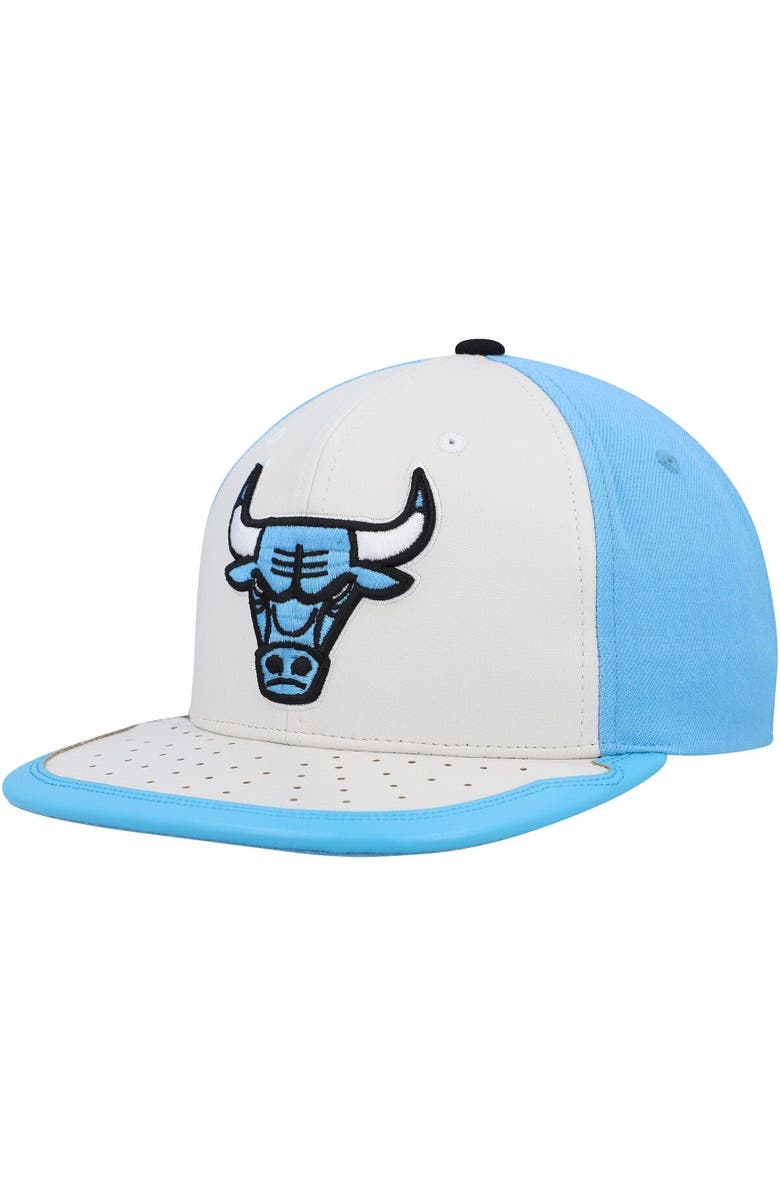 Mitchell & Ness Men's Mitchell & Ness White/Light Blue Chicago Bulls Day One Snapback Hat, Main, color,