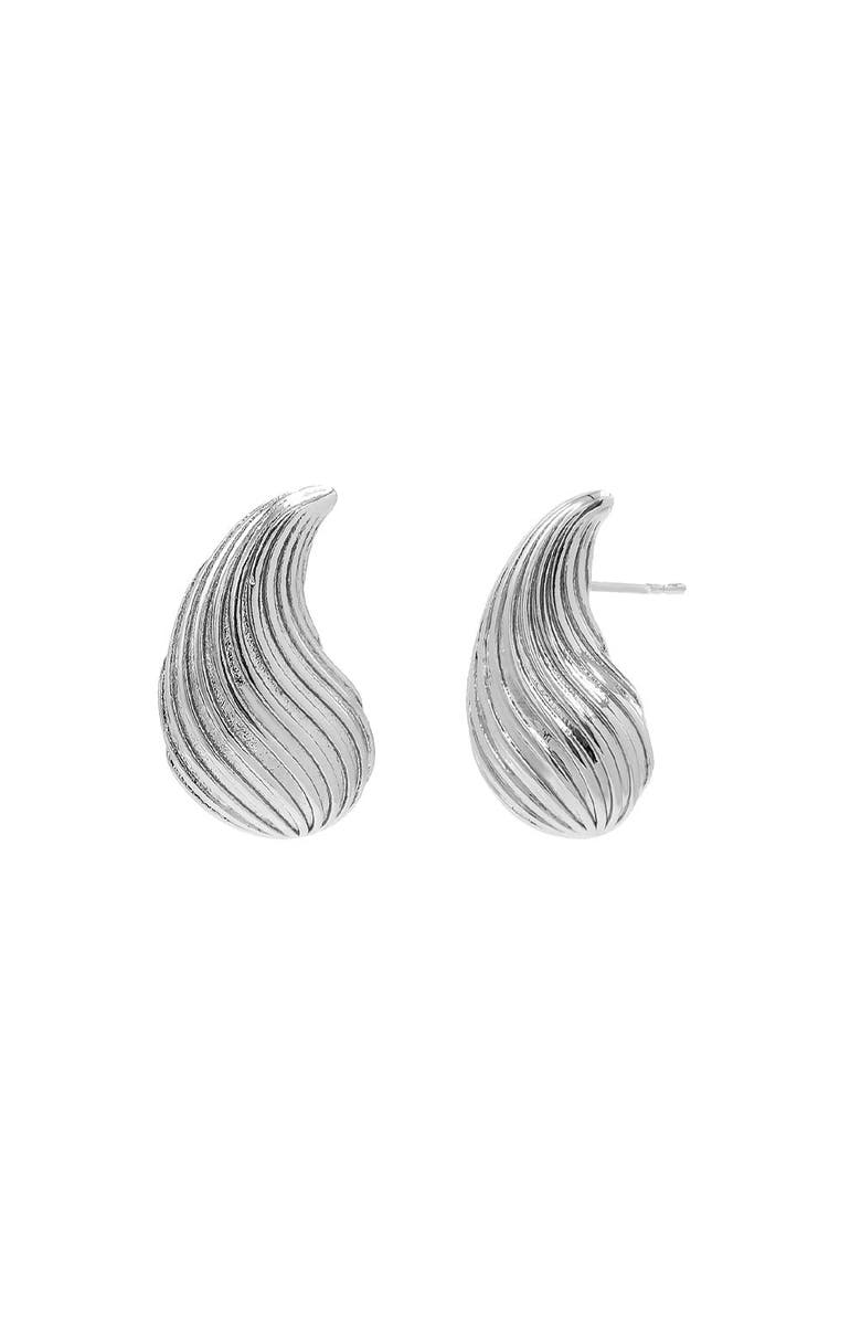 BY ADINA EDEN Ridged Shell Stud Earring, Main, color, Silver
