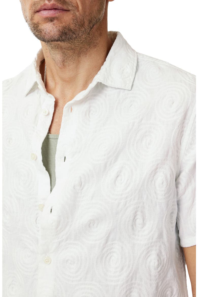 Sean Cotton & Linen Short Sleeve Button-Up Shirt, Alternate, color, CHALK