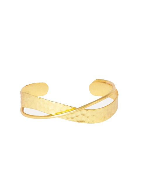 Ottoman Hands Evenness Hammered Bangle Bracelet In Gold
