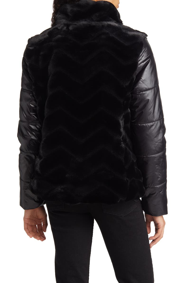 Via Spiga Zip Front Faux Fur Reversible Puffer Jacket, Alternate, color, 