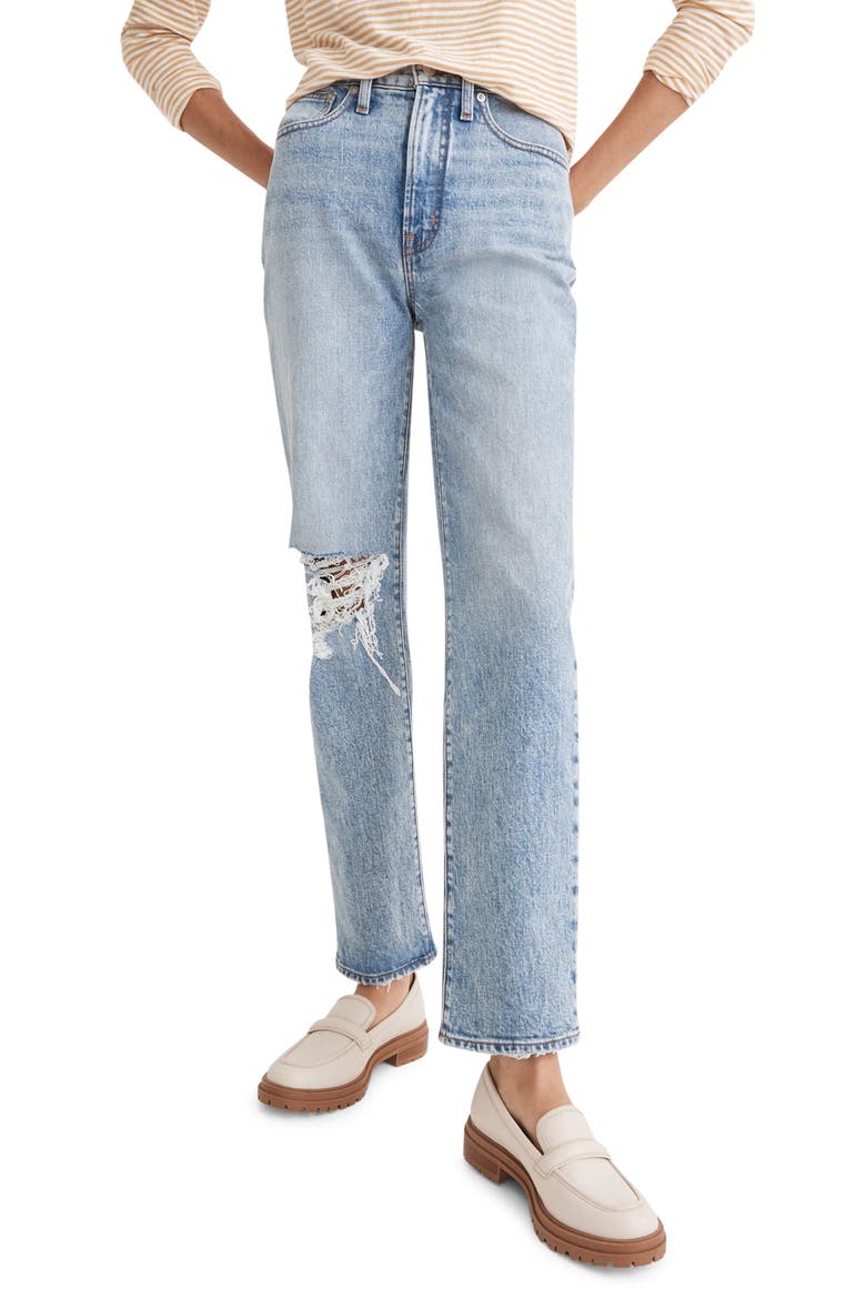 Straight Leg Stretch Cotton Jeans, Main, color, KINGSBURY WASH