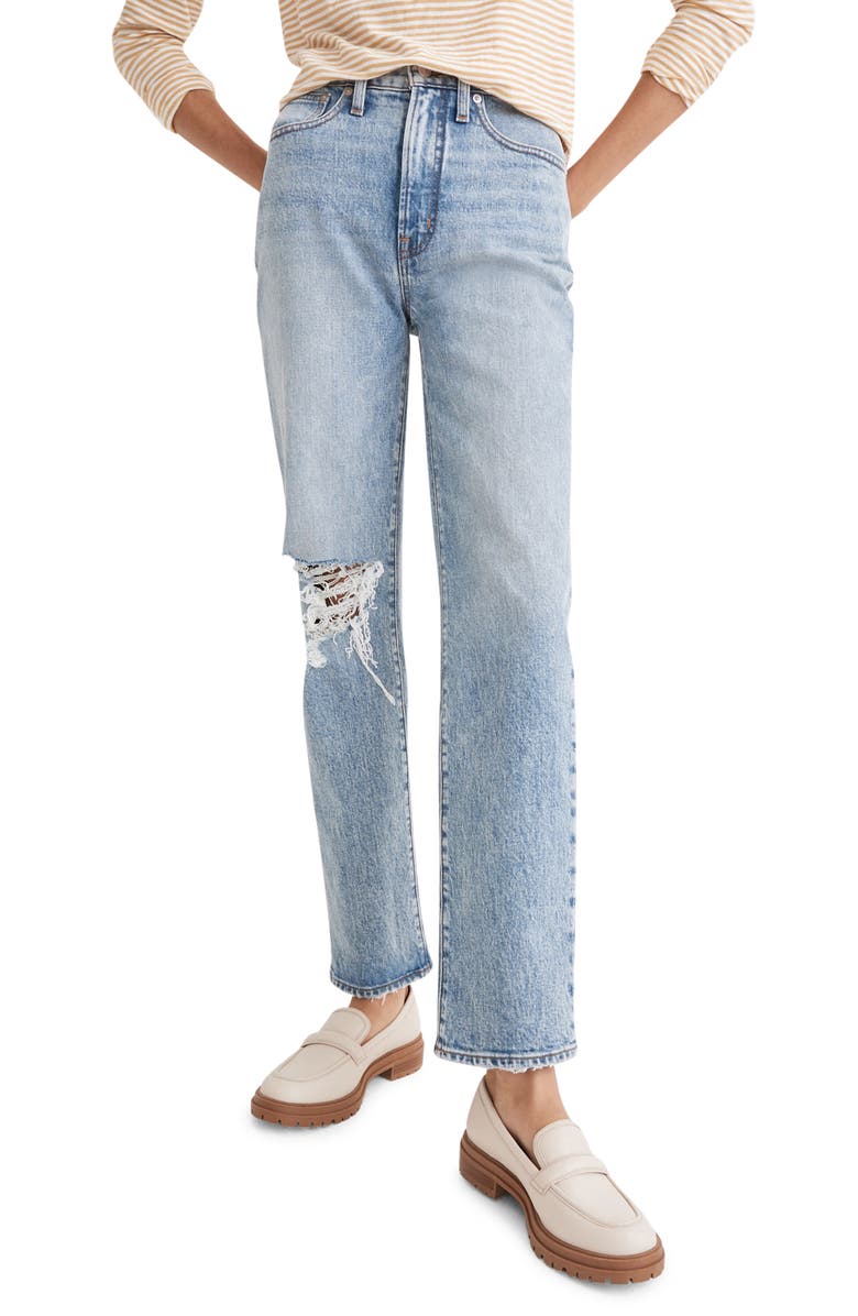 Madewell Straight Leg Stretch Cotton Jeans, Main, color,