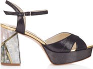 Freya Rose Zahra Noir Ankle Strap Pearl Heel Sandal