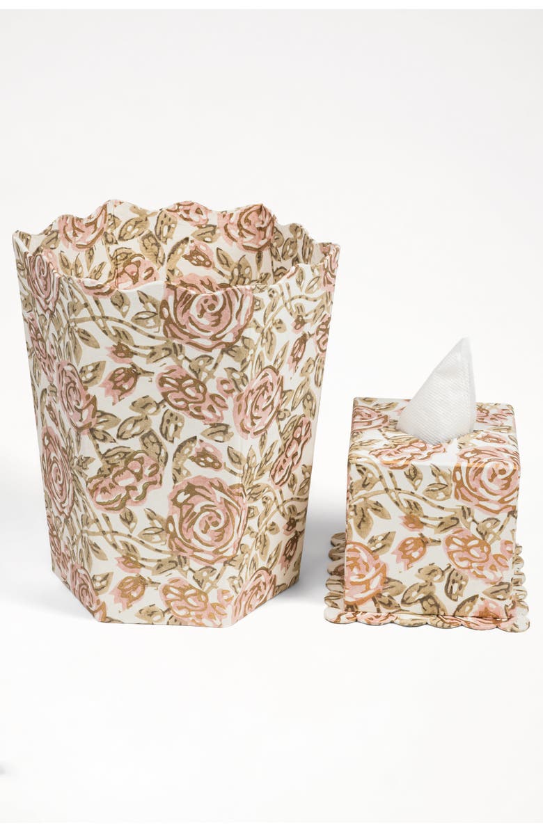 Inner Child Blockprint Scallop Tissue Box Cover, Alternate, color, Rose Garden