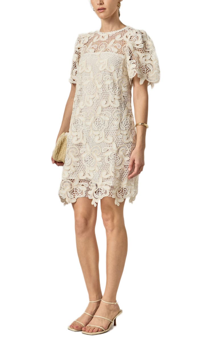 English Factory Embroidered Floral Minidress, Alternate, color, Natural