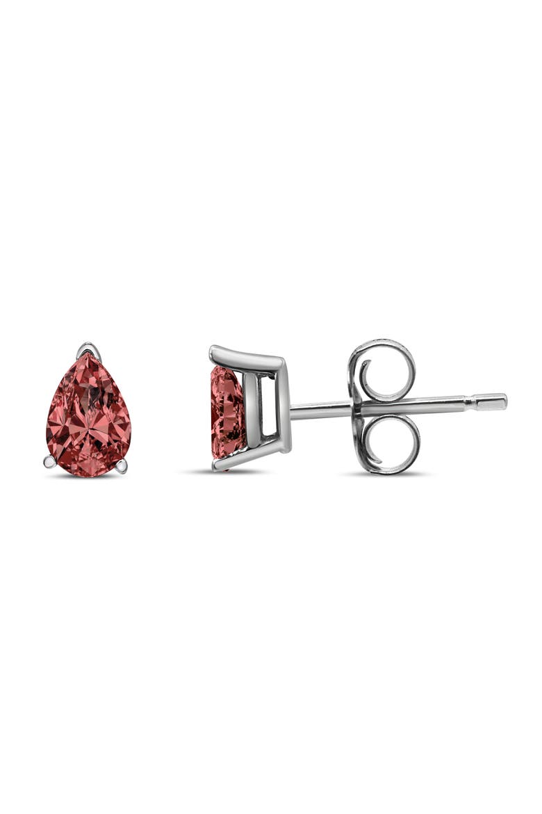 14K White Gold 1/2 Ct Lab Grown Pink Pear Diamond 3 Prong Stud Earrings, Alternate, color, White