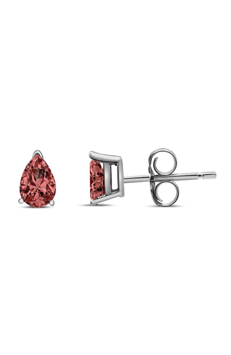 Haus of Brilliance 14K White Gold 1/2 Ct Lab Grown Pink Pear Diamond 3 Prong Stud Earrings, Alternate, color, White