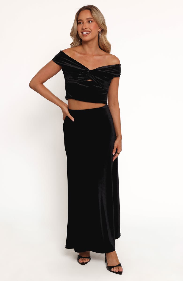 Petal & Pup Suri Velvet Maxi Skirt, Alternate, color, Black