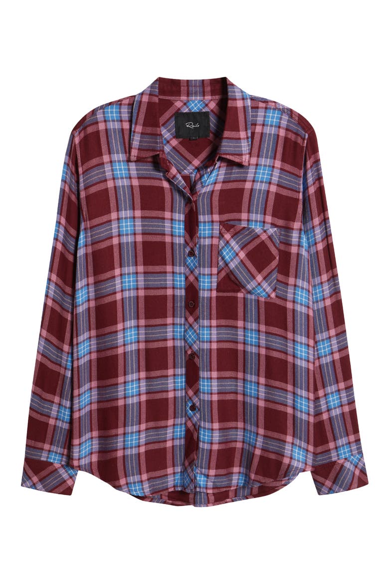 Hunter Plaid Button-Up Shirt, Alternate, color, MERLOT SKY BLUSH