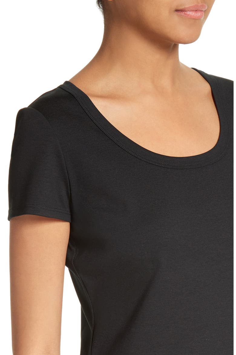 Scoop Neck Cotton Tee, Alternate, color, BLACK