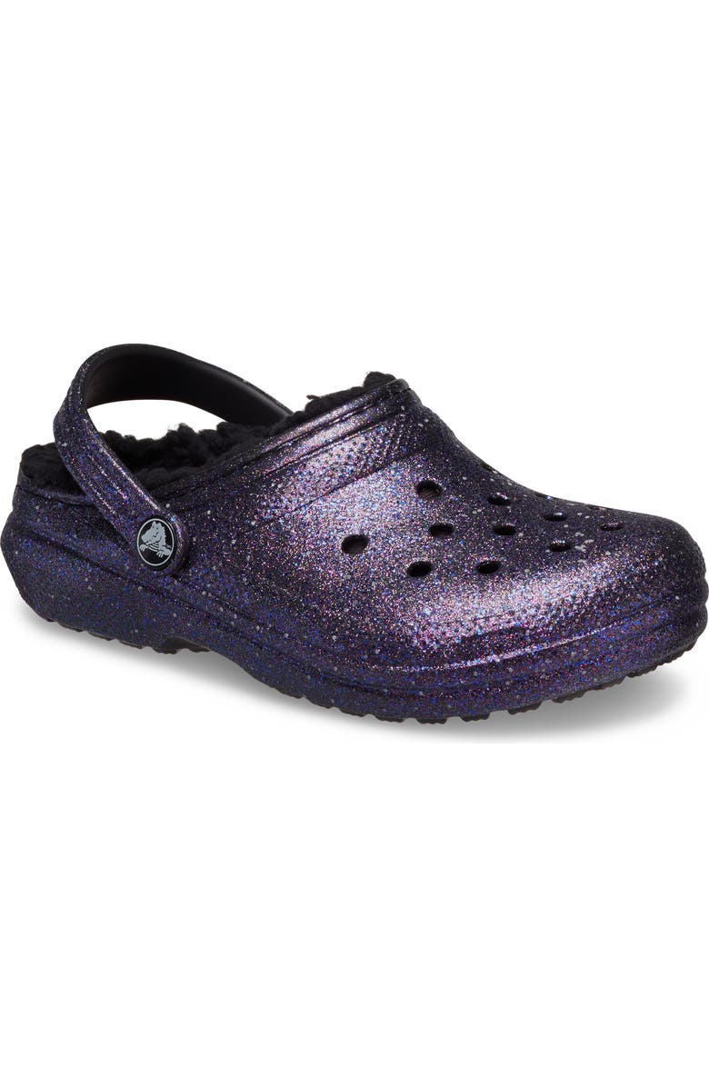 CROCS Kids' Classic Lined Space Glitter Clog, Main, color, Black/ Multi
