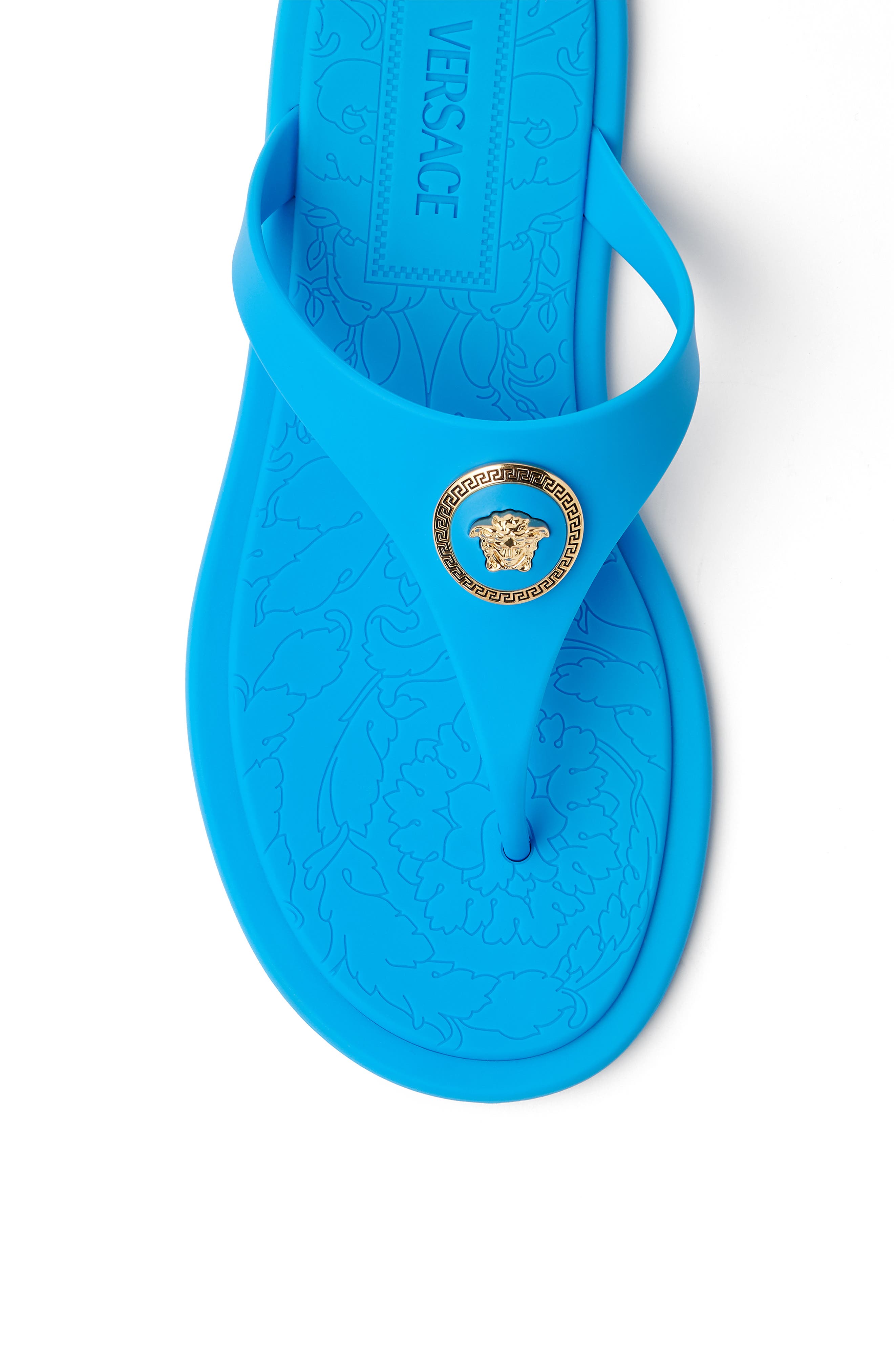 Medusa Flip Flop, Alternate, color, TURQUOISE VERSACE GOLD