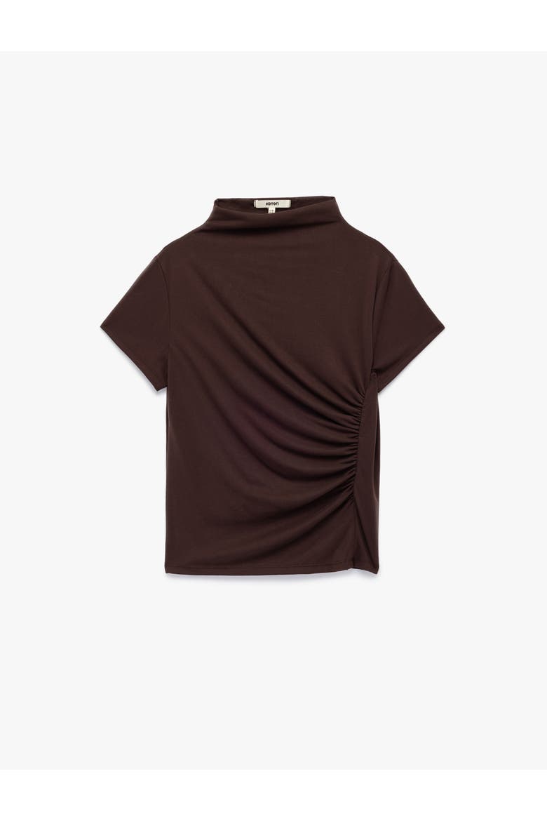 High Neck Blouse, Alternate, color, BROWN