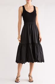 T Tahari V-Neck Sleeveless Mixed Media Dress