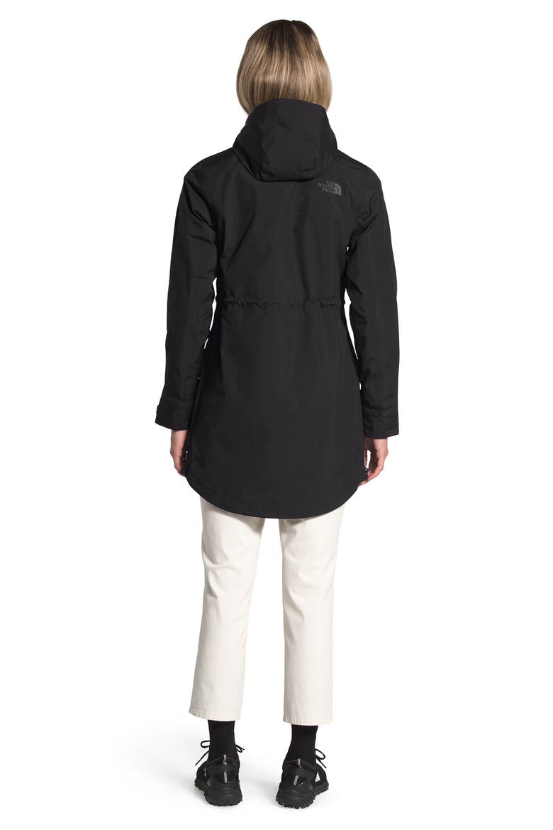 Metroview Trench Water Repellent & Windproof Rain Coat, Alternate, color, BLACK