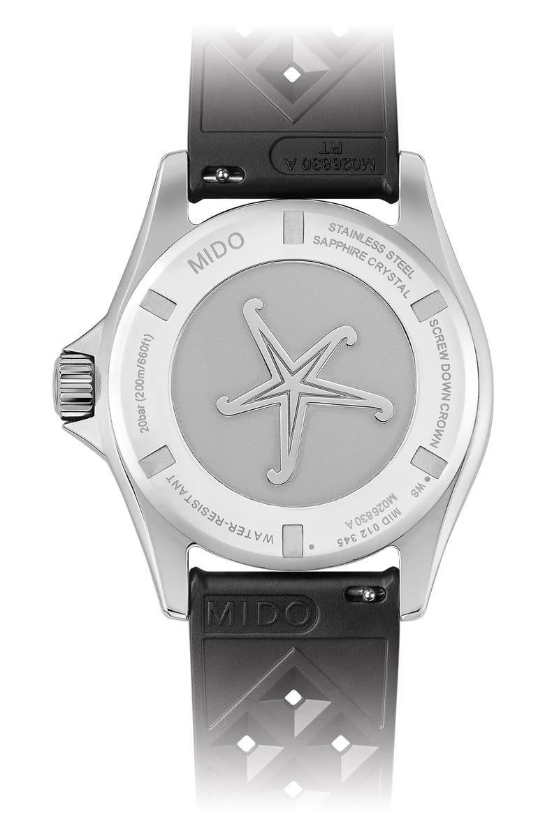 MIDO Ocean Star Tribute Gradient Rubber Strap Watch, 40.5mm, Alternate, color, Black/ Red Gradient