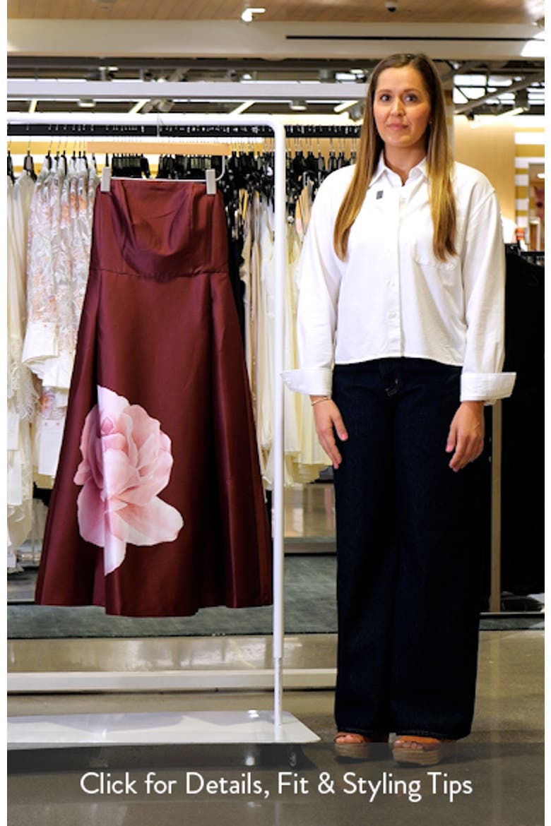 Shay Placed Floral Strapless Cocktail Midi Dress video