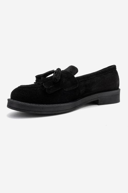 Forever & Always Shoes Milly Leather Tassel Loafer In Black