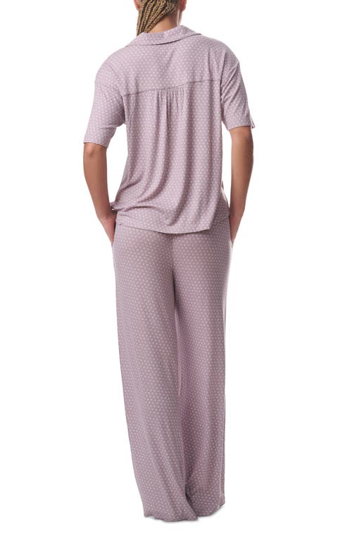 Splendid Print Short Sleeve Pajamas In Mini Textured Stripe