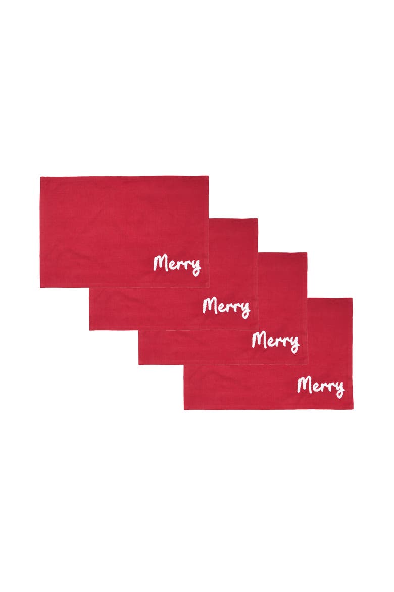 Christmas Holiday Tufted Solid Placemats Set of 4, Main, color, Red
