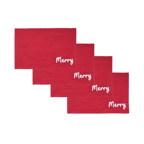 Christmas Holiday Tufted Solid Placemats Set of 4