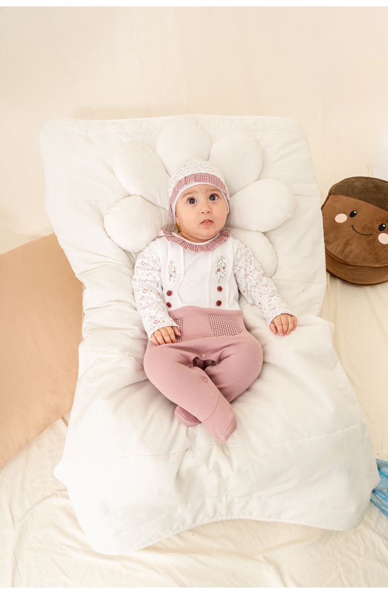 moi noi Gingham Flower One-Piece Set, Alternate, color, Pink