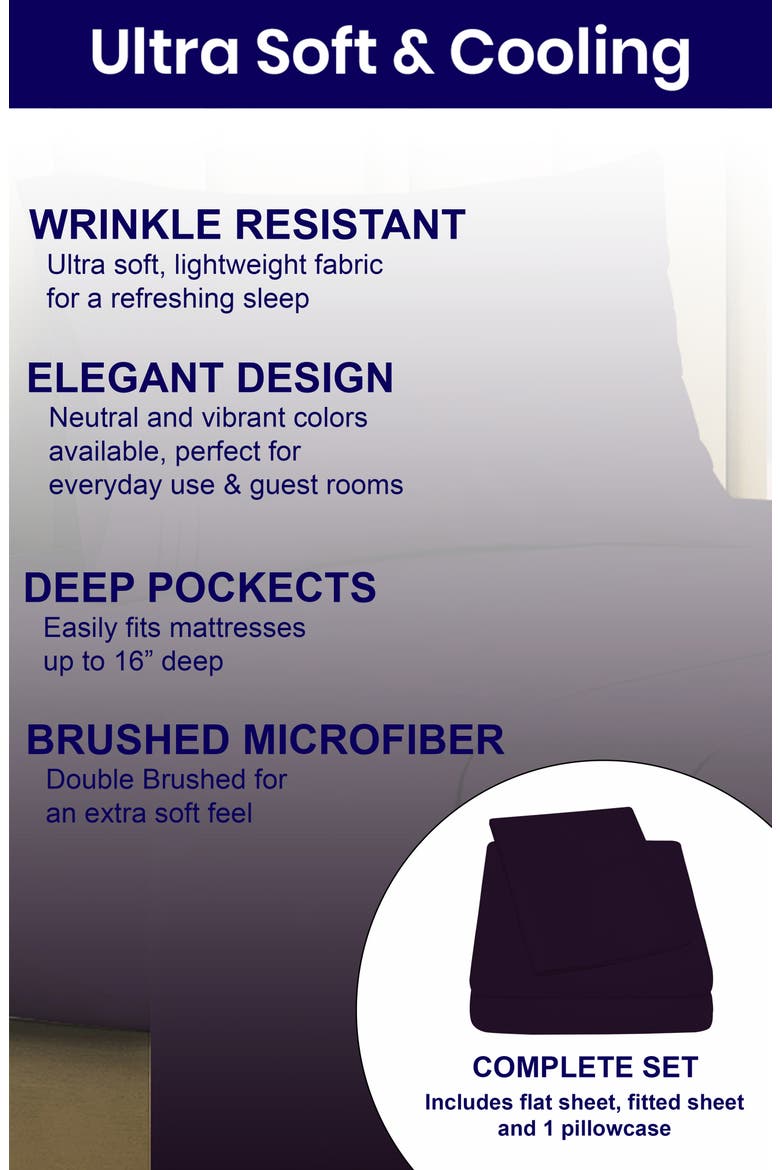 Deep Pocket Premium Bed Sheet Set, Alternate, color, EGG PLANT
