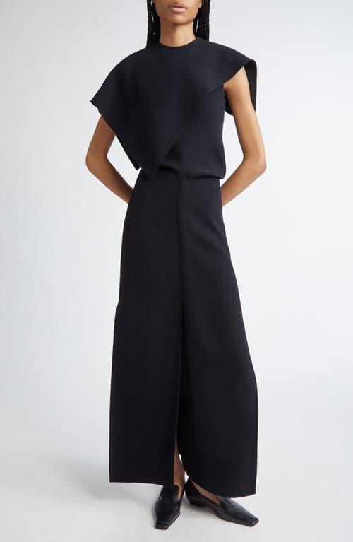 PROENZA SCHOULER PROENZA SCHOULER SELENE BI-STRETCH SUITING MAXI DRESS WITH DETACHABLE SAIL CAPE 