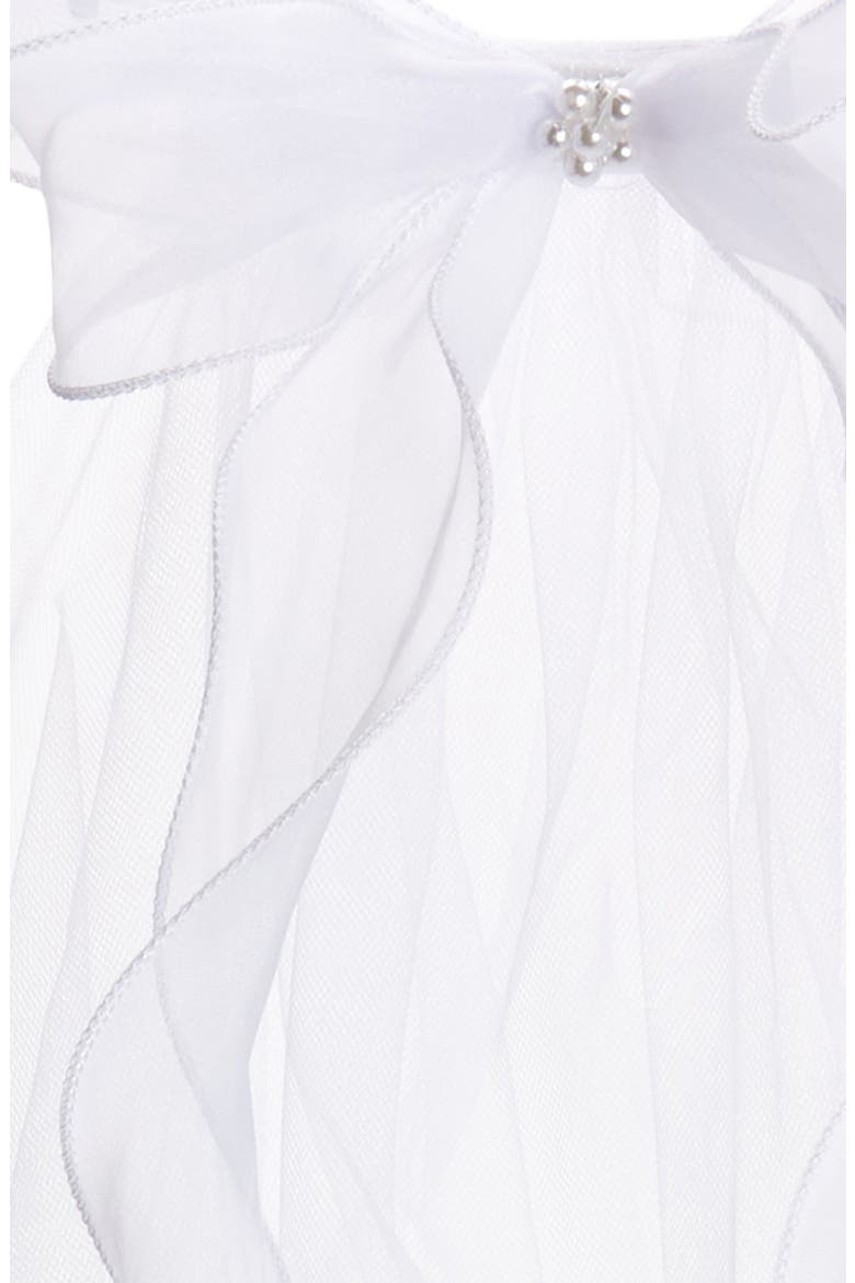 First Communion Beaded Crown Veil, Alternate, color, WHITE