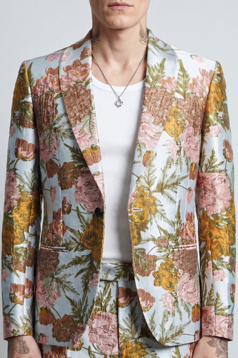 Hirshfield Slim Fit Floral Suit Jacket, Alternate, color, Silver