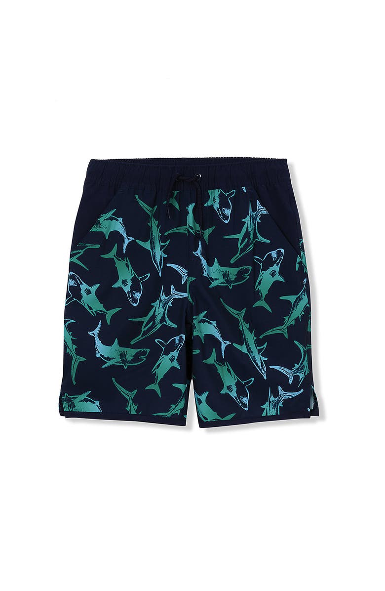 Lands' End Boys Stretch Hydroliner Sport Swim Trunk, Alternate, color, Neon Green Colorblock