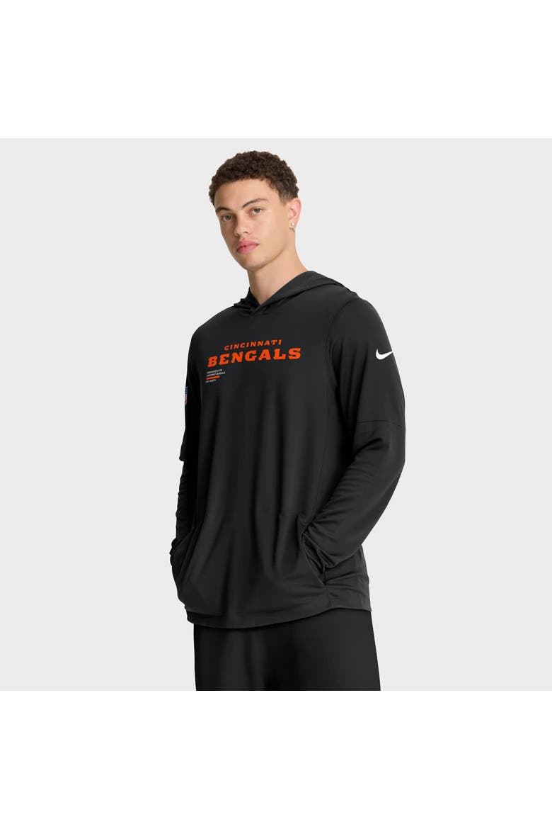 Men's Nike Black Cincinnati Bengals Sideline Pure Fury Performance Long Sleeve Hoodie T-Shirt, Main, color, Black