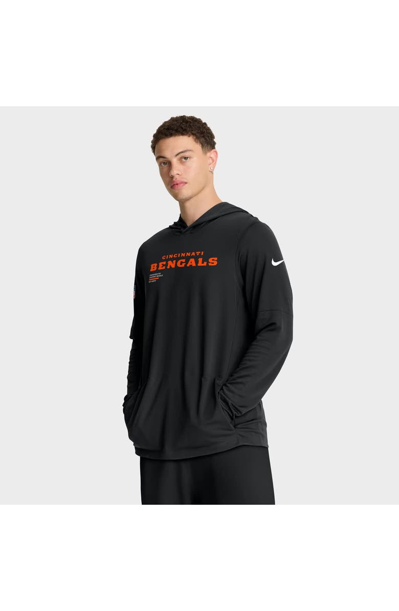 Nike Men's Nike Black Cincinnati Bengals Sideline Pure Fury Performance Long Sleeve Hoodie T-Shirt, Main, color, Black