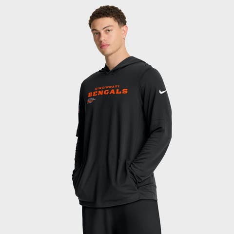 Men's Nike Black Cincinnati Bengals Sideline Pure Fury Performance Long Sleeve Hoodie T-Shirt